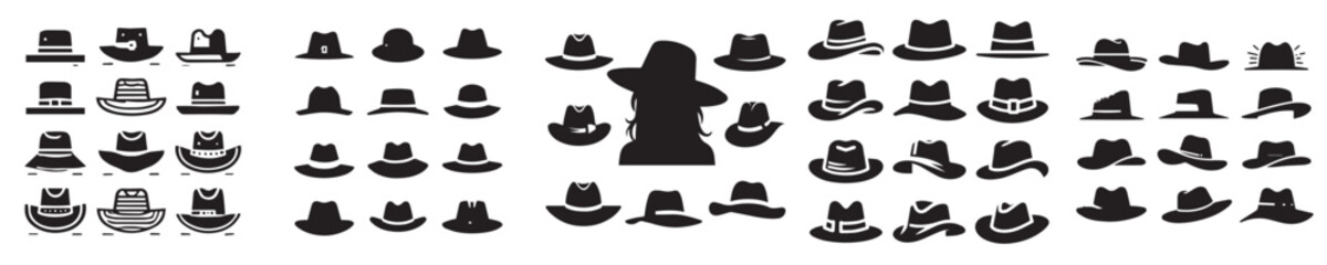 vector set of hat silhouettes