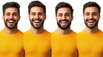 Indian Men Showcase Joy in Bright Yellow Sweaters Generative AI