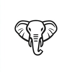 Elephant head, line art, wildlife, nature, icon, white background, logo design, animal