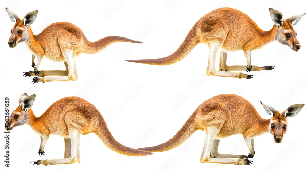 Poster kangaroos on transparent background generative ai