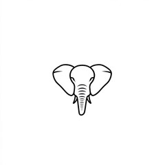 Elephant head, simple line art, white background, logo design