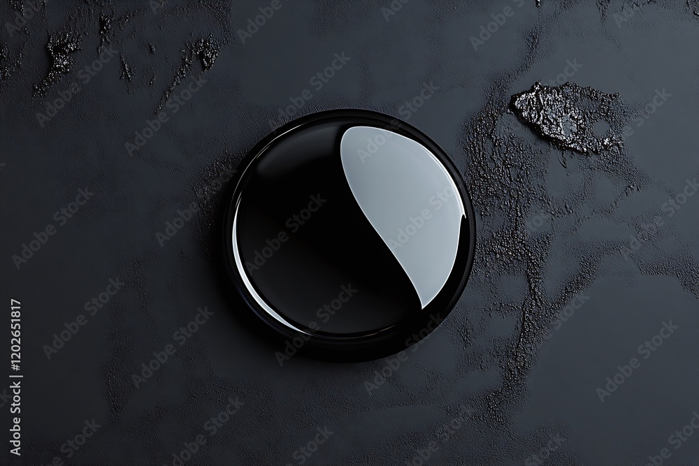 Poster Minimalistic Black Circular Stone on Dark Textured Concrete Background : Generative AI