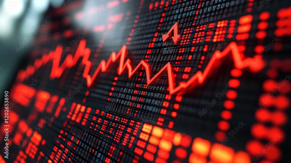 Poster stock market overview with falling ticker and data display