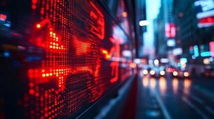 Close-up of Stock Market Ticker Display Showing Falling Prices