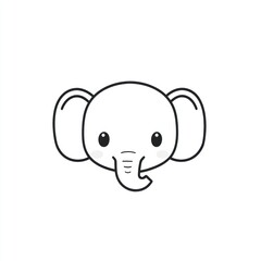 Obraz premium Stylized elephant head drawing with simple line art and white background for print