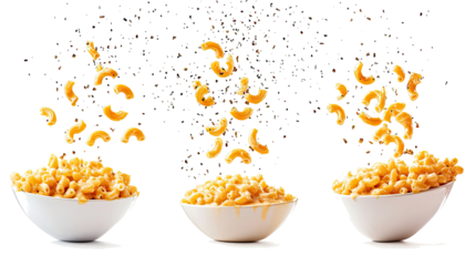 Delicious Mac and Cheese Bowls With Floating Noodles Generative AI