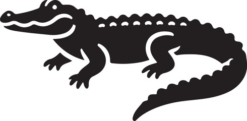 Alligator icon silhouette vector with white background