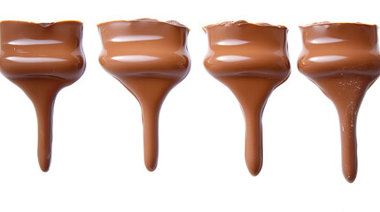 Obraz premium Melted Brown Chocolate Dripping From Conical Shapes Generative AI