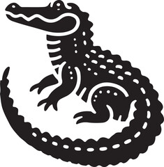 Alligator icon silhouette vector with white background