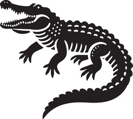 Alligator icon silhouette vector with white background