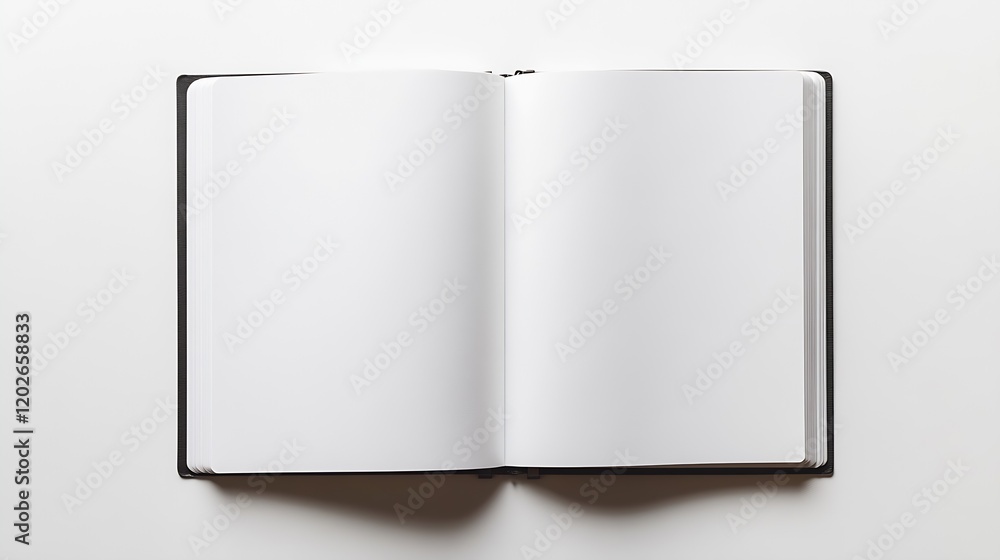 Poster Open Blank Notebook with Crisp White Pages for Writing and Sketching : Generative AI