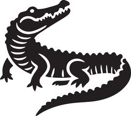 Alligator icon silhouette vector with white background