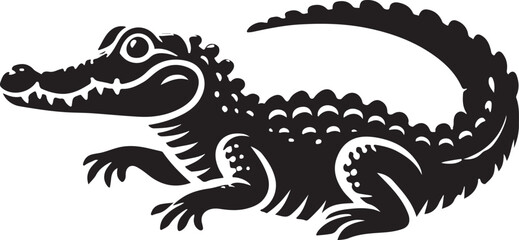 Alligator icon silhouette vector with white background