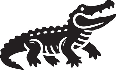 Alligator icon silhouette vector with white background