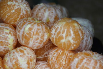 Tangerines without peel Close Up