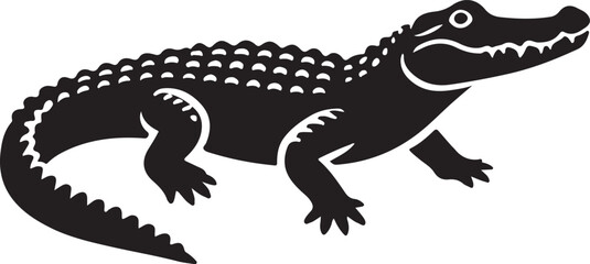 Alligator icon silhouette vector with white background