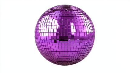 A shiny purple disco ball reflecting light, perfect for parties and dance floors, creating a vibrant and lively atmosphere.