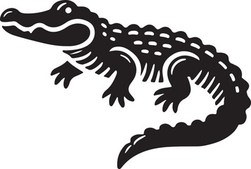 Alligator icon silhouette vector with white background
