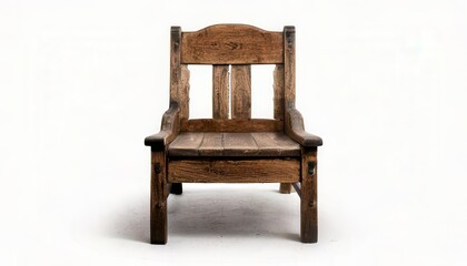 Fototapeta premium Antique wooden chair on white background. Generated image