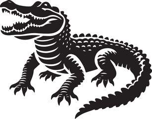 Alligator icon silhouette vector with white background