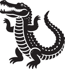 Alligator icon silhouette vector with white background