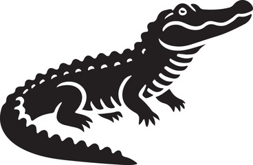 Alligator icon silhouette vector with white background