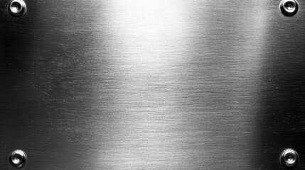 Obraz premium Brushed Metal Texture Background Steel Plate with Screws Industrial Design