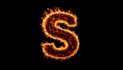 Fiery Letter S: An Intense, Burning Alphabet Design