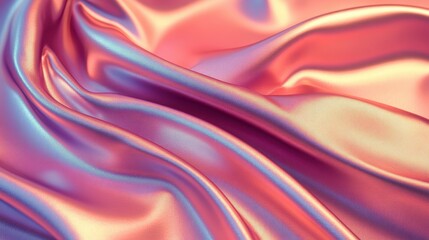 Obraz premium Luxurious iridescent pink and orange silk fabric elegant satin textile smooth waves texture
