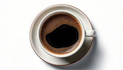 Top view coffee shot.. isolated on white. Generated image
