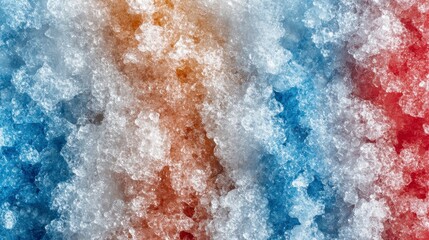 Abstract Colorful Ice Texture Cool Blue Red and Orange Frozen Water Background
