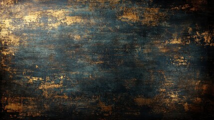 Obraz premium Dark Blue and Gold Textured Background Grunge Abstract Design Distressed Metal or Wood Surface
