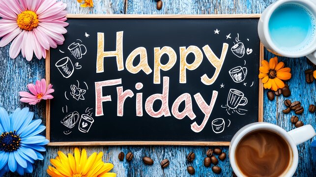 Happy Friday! Celebrate the end of the week with coffee and flowers. Enjoy the positive vibes and start your weekend with joy!