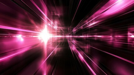 Obraz premium Abstract Pink and Black Futuristic Tunnel Speed Light Rays Technology Background