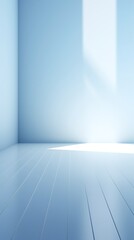 Fototapeta premium Blue empty room with light and shadow on the wall