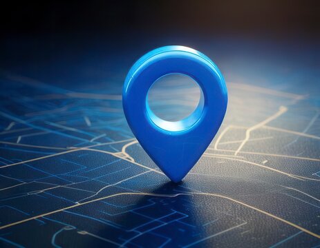 Blue location symbol pin icon sign or navigation locator map travel. Generated image