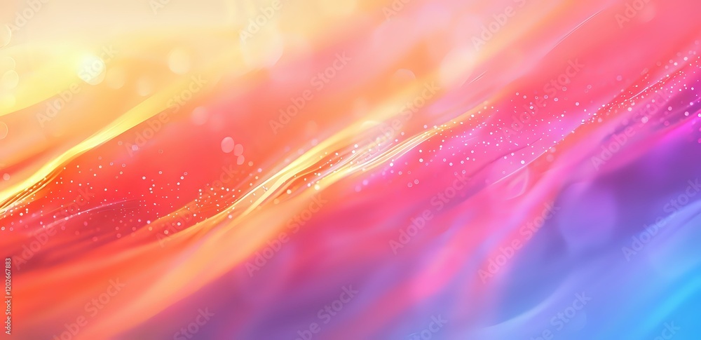 Poster abstract colorful background with flowing light waves and sparkles, perfect for modern presentations