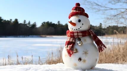 Obraz premium Festive Snowman Winter Wonderland Scene