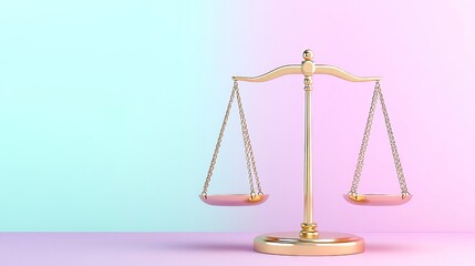 Symbol of justice with golden balance scales.