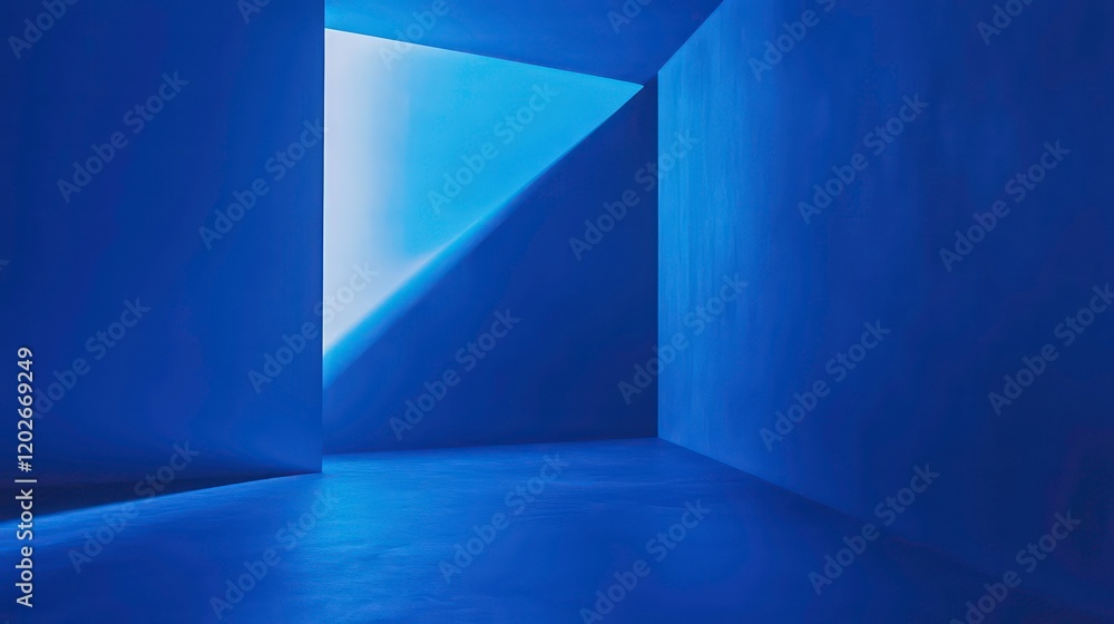 Aufkleber abstract blue room with triangular light source.