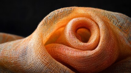 Fototapeta premium Swirling Amber Linen Fabric Texture Close Up Detail of Woven Textile