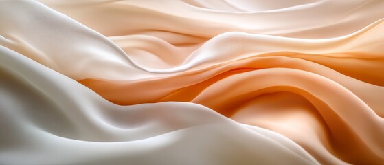 Fototapeta premium Luxurious waves of silk ripple in graceful folds, showcasing soft textures and calming hues.