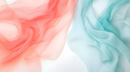 Obraz premium Elegant coral and teal chiffon fabric drapes softly