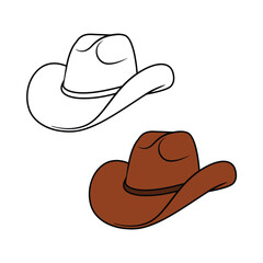 Cowboy Hat cartoon vector illustration, Simple drawing of a cowboy hat
