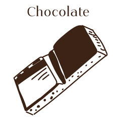 Pieces of black, white chocolate isolated on white background. Vector cartoon flat illustration.