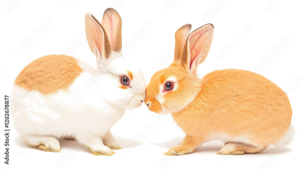 Poster rabbits on transparent background generative ai