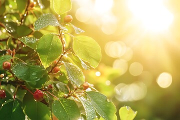 Green clover leaves background with bokeh effect