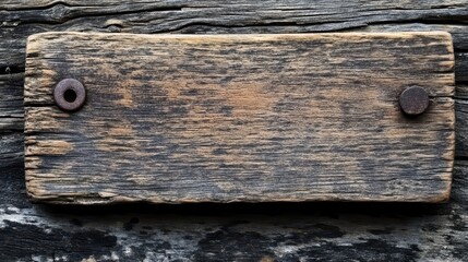 Obraz premium Rustic weathered wood plank with rusty nails, great texture. Ideal for background, signs, or adding a vintage feel to designs.