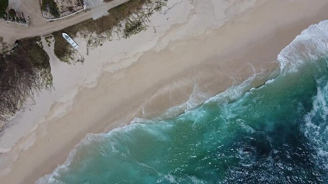 Aerial Drone View of Oaxaca Mexico Beach Waves