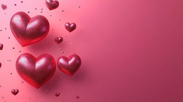 bold Valentine header with animated hearts and a short, catchy slogan